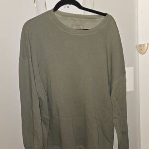 Womens Size Large Aerie  Olive Green Sweatshirt With Balloon Sleeves